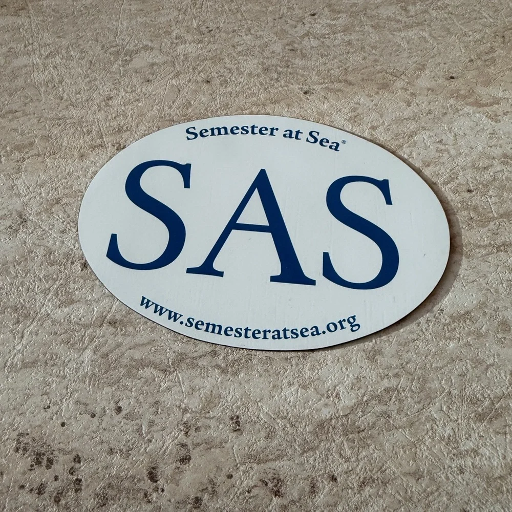 Semester At Sea SAS White and Blue Magnet